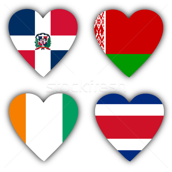 Bandiere cuore diverso paesi amore Foto d'archivio © michaklootwijk