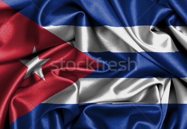 Satyna banderą trójwymiarowy oddać Kuba tekstury Zdjęcia stock © michaklootwijk