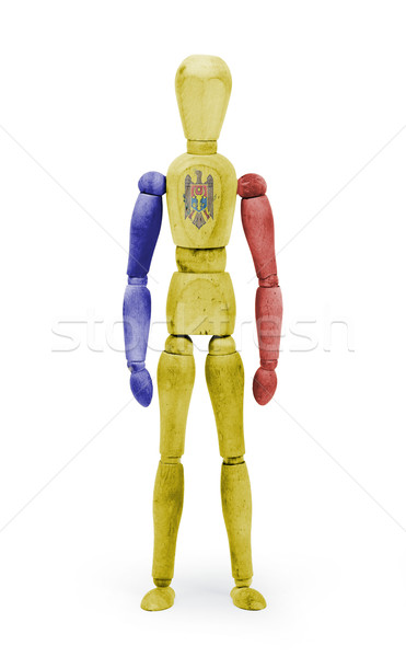 Stock photo: Wood figure mannequin with flag bodypaint - Moldova