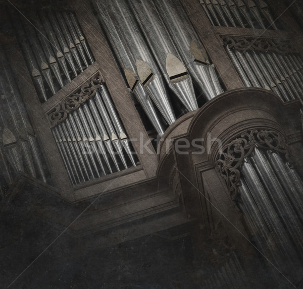 Foto d'archivio: Raccapricciante · immagine · vecchio · pipe · organo · chiesa