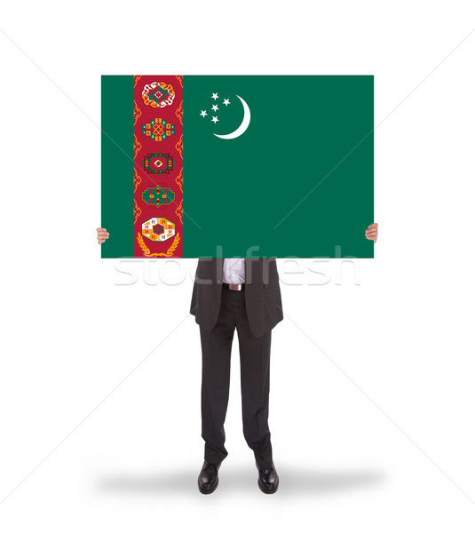 Işadamı büyük kart bayrak Türkmenistan Stok fotoğraf © michaklootwijk