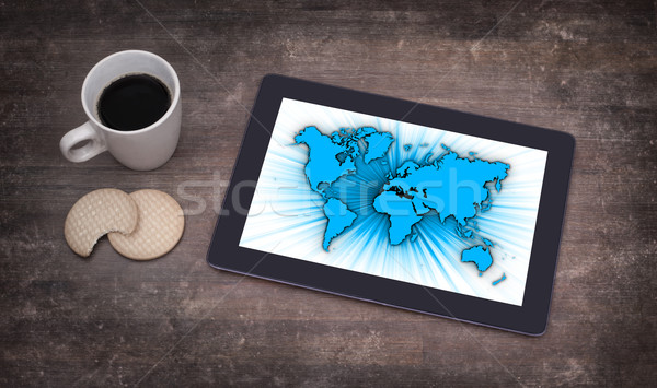 World map on a tablet Stock photo © michaklootwijk