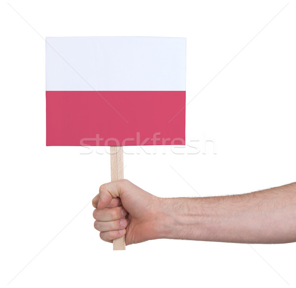 Mão pequeno cartão bandeira Polônia Foto stock © michaklootwijk