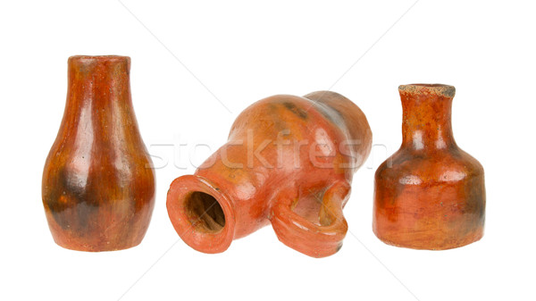 Three old earthen bowls isolated Stock photo © michaklootwijk