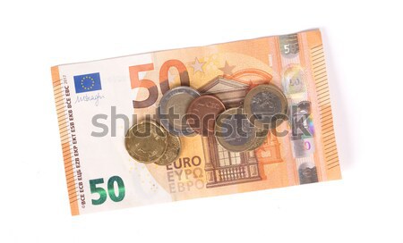 óvszer kettő 50 Euro számlák izolált Stock fotó © michaklootwijk