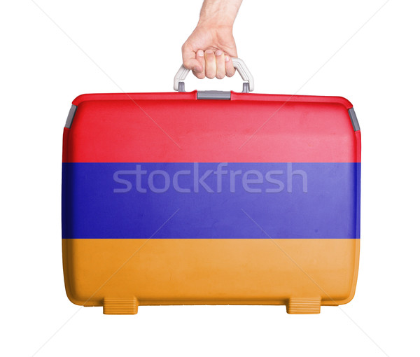 Used plastic suitcase with stains and scratches Stock photo © michaklootwijk