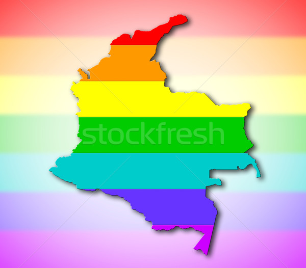Сток-фото: Колумбия · радуга · флаг · шаблон · карта · путешествия