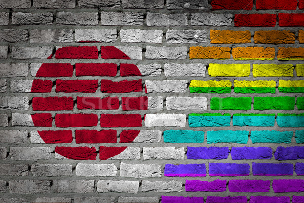 Escuro parede de tijolos direitos Japão textura bandeira Foto stock © michaklootwijk