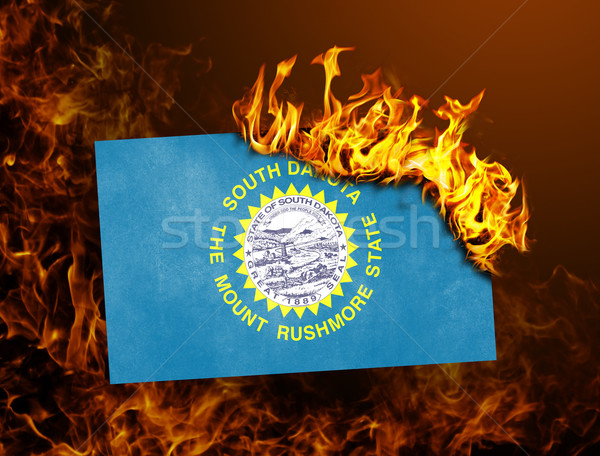 Foto stock: Bandera · ardor · Dakota · del · Sur · guerra · crisis · fuego