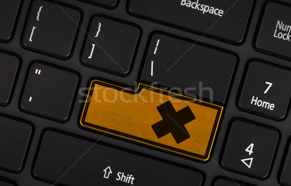 Foto stock: Símbolo · botão · teclado · aviso · amarelo · computador