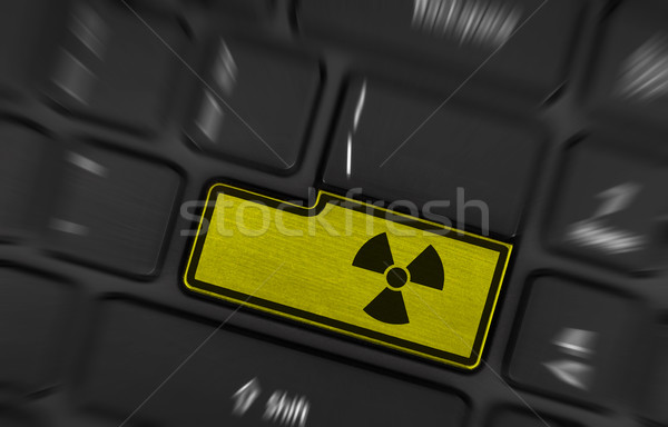 Symbole bouton clavier radioactifs avertissement jaune Photo stock © michaklootwijk
