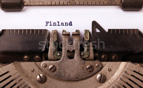 Starych maszyny do pisania Finlandia napis kraju technologii Zdjęcia stock © michaklootwijk