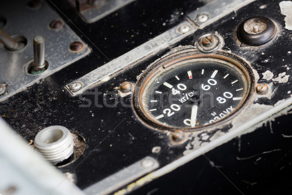 Stock photo: Different meters and displays in an old plane