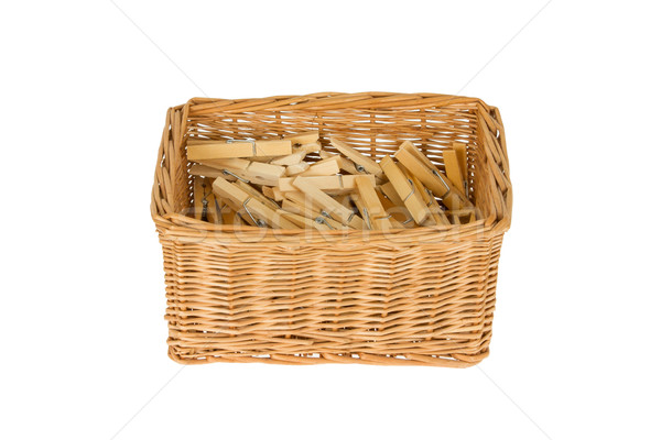 Basket with wooden clothespins Stock photo © michaklootwijk