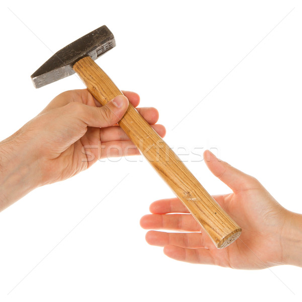 Man giving woman hammer Stock photo © michaklootwijk