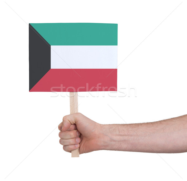 Foto stock: Mano · pequeño · tarjeta · bandera · Kuwait