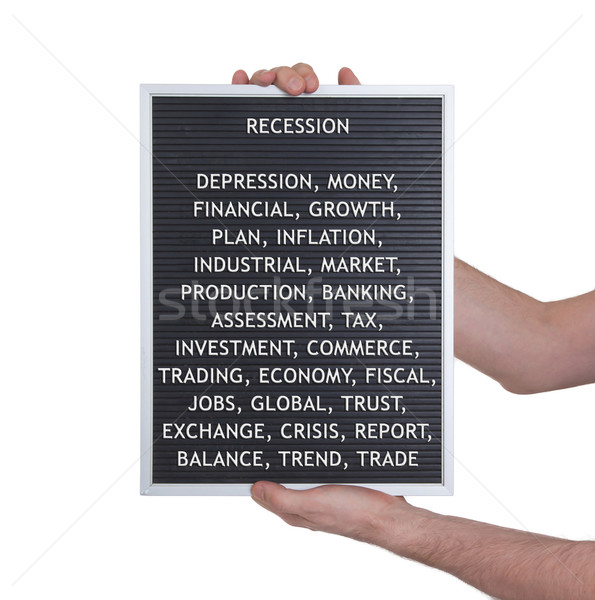 Stockfoto: Recessie · plastic · brieven · oude · menu · boord