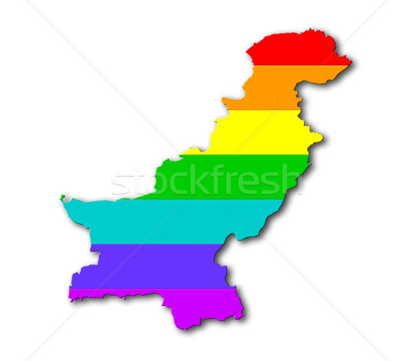 Regenbogen Flagge Muster Pakistan Karte Homosexuell Stock foto © michaklootwijk