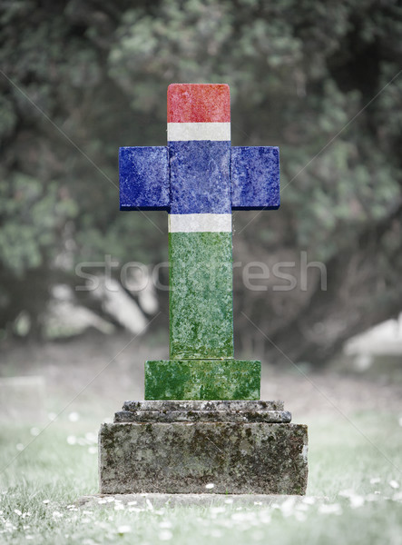 Grabstein Friedhof Gambia alten verwitterten Flagge Stock foto © michaklootwijk