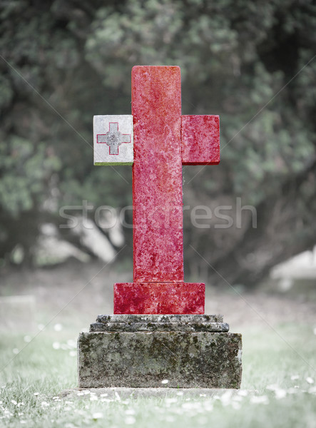 Lápida sepulcral cementerio Malta edad capeado bandera Foto stock © michaklootwijk