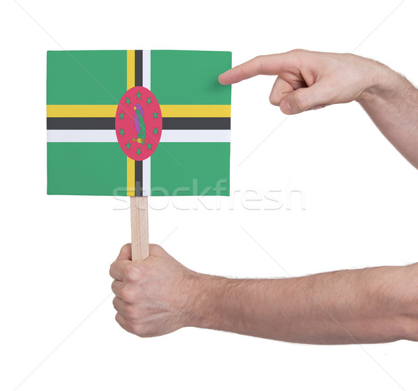 Foto stock: Mão · pequeno · cartão · bandeira · Dominica