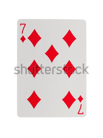 Vieux jouer carte sept isolé rouge Photo stock © michaklootwijk