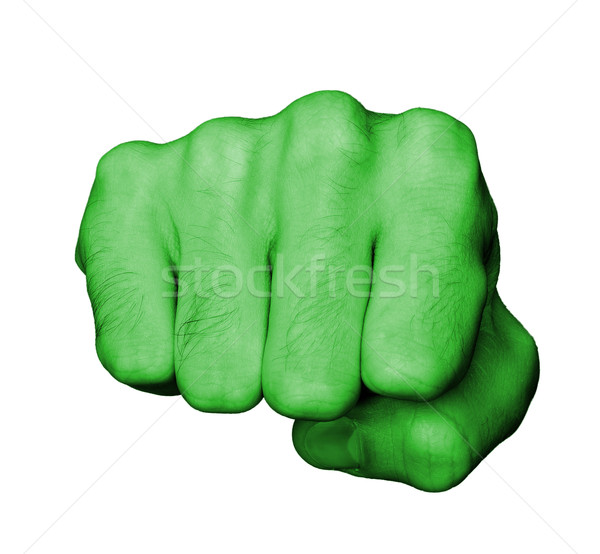 кулаком человека волосатый зеленый кожи стороны Сток-фото © michaklootwijk