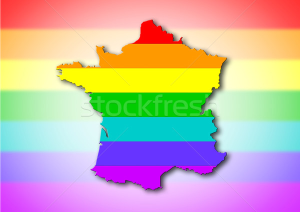 França arco-íris bandeira padrão mapa viajar Foto stock © michaklootwijk