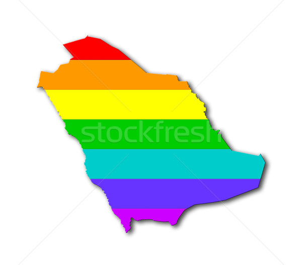 Saudi-Arabien Regenbogen Flagge Muster Karte Reise Stock foto © michaklootwijk