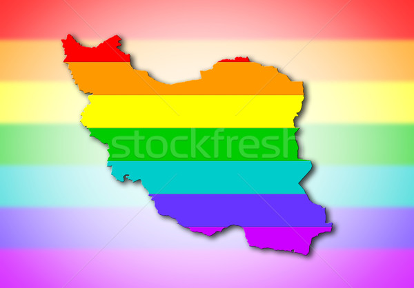 Arco-íris bandeira padrão Irã mapa homossexual Foto stock © michaklootwijk