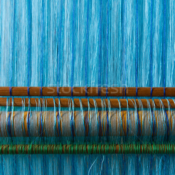 Handmade silk textile industry, silk scarf on a old machine Stock photo © michaklootwijk
