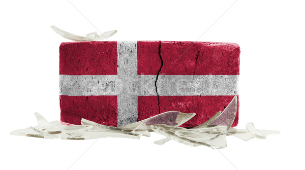 Ziegel Glasscherben Gewalt Flagge Dänemark Wand Stock foto © michaklootwijk