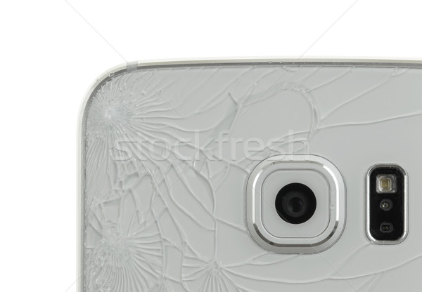 Gebroken glas smartphone drop vloer Maakt een reservekopie hand Stockfoto © michaklootwijk