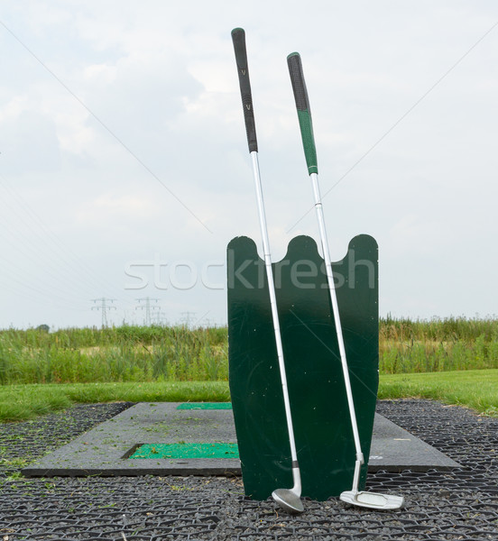 Dos palos de golf pie conducción madera Foto stock © michaklootwijk