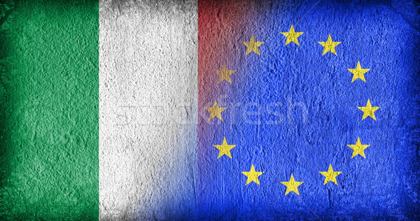 Olaszország EU zászlók festett repedt beton Stock fotó © michaklootwijk