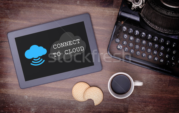 Cloud-computing connection on a digital tablet pc Stock photo © michaklootwijk