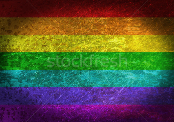 Vecchio arrugginito metal segno bandiera Rainbow Foto d'archivio © michaklootwijk