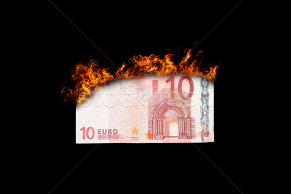 Сток-фото: сжигание · деньги · евро · законопроект · огня · изолированный
