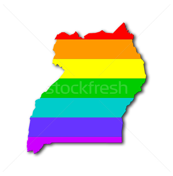 Uganda arco-íris bandeira padrão mapa viajar Foto stock © michaklootwijk