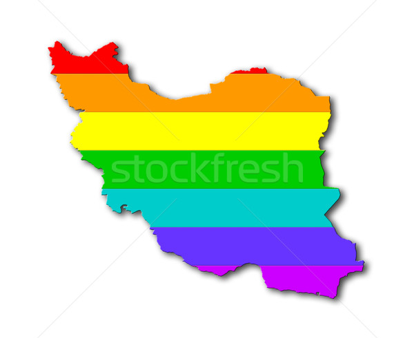 Regenboog vlag patroon Iran kaart homo Stockfoto © michaklootwijk