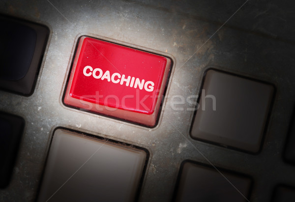 Stock photo: Red button on a dirty old panel