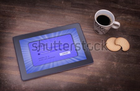 Stock foto: Anmelden · Schnittstelle · Tablet · Benutzername · Kennwort · lila