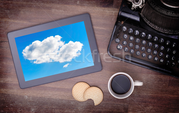 Cloud-computing connection on a digital tablet pc Stock photo © michaklootwijk