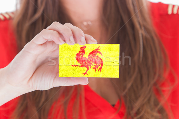 Woman showing a blank business card Stock photo © michaklootwijk