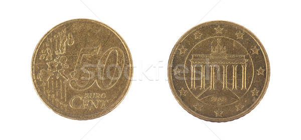 Pięćdziesiąt euro cent biały front powrót Zdjęcia stock © michaklootwijk