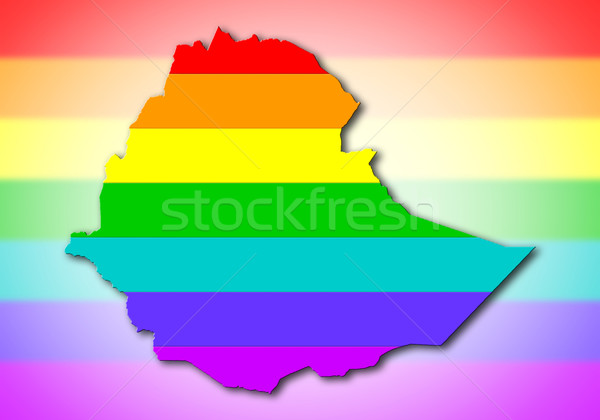 Etiópia arco-íris bandeira padrão mapa viajar Foto stock © michaklootwijk