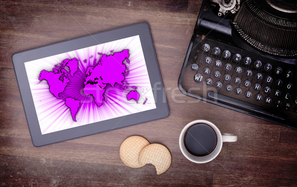 World map on a tablet Stock photo © michaklootwijk