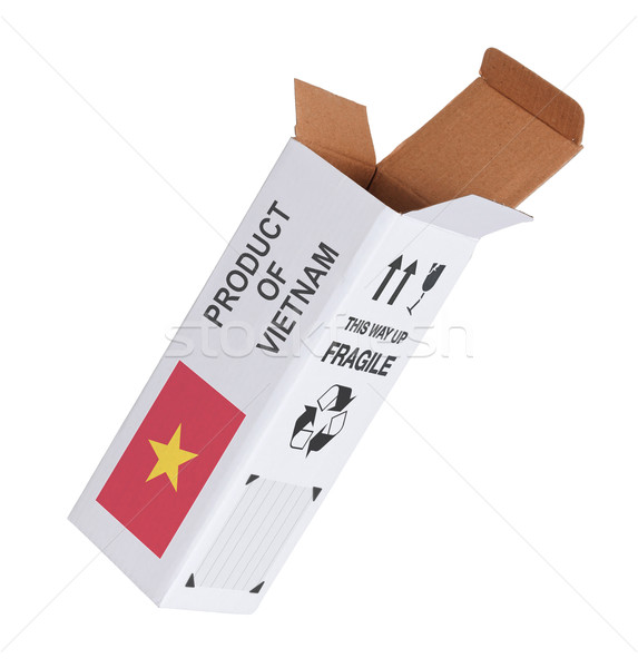 Export termék Vietnam kinyitott papír doboz Stock fotó © michaklootwijk