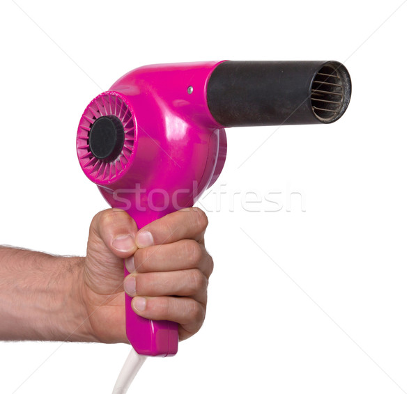 Old pink hairdryer in hand Stock photo © michaklootwijk