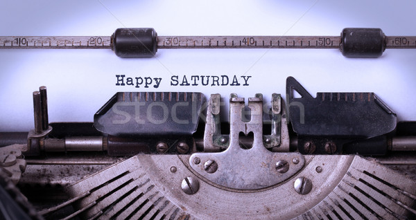 Vintage máquina de escrever feliz sábado motivação Foto stock © michaklootwijk